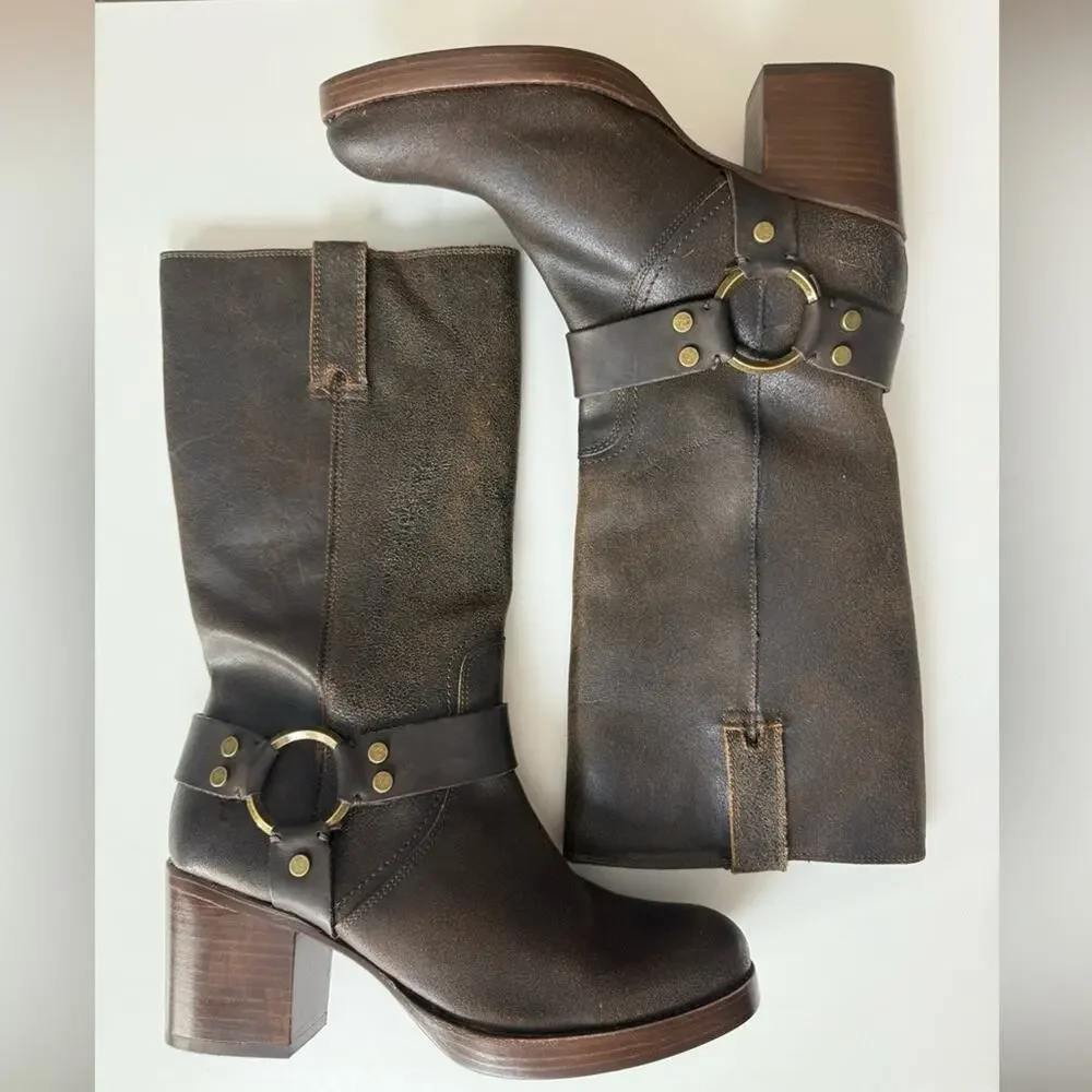 Frye Jean Harness Boot Chocolate 9.5 - Picture 4 of 10